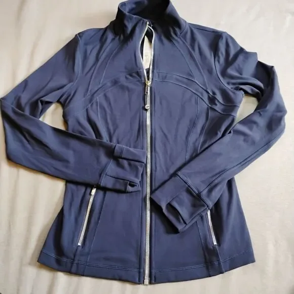 Lululemon Define Jacket Size 8 Navy Blue Full Zip Luon Yoga Running Activewear - Picture 8 of 16